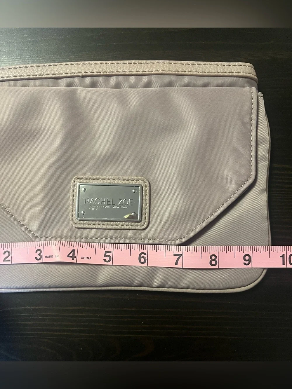 Rachel Zoe Light Lavender Taupe Nylon Wristlet Clutch